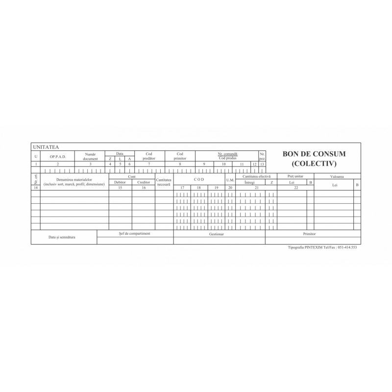 Bon de consum colectiv 1/2 A4, fata verso - imagine 3